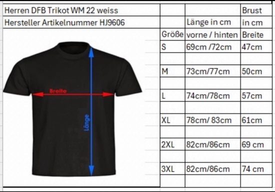 DFB Trikot Maße